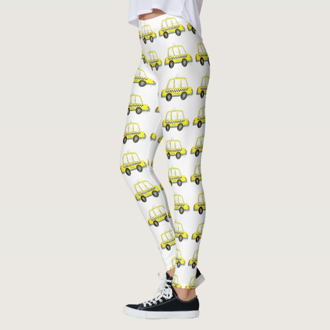 NYC New York Yellow Chequered Taxi Cab Leggings (Left)