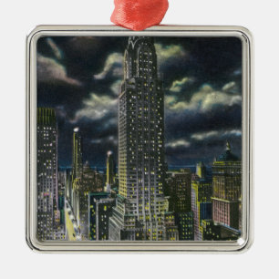 NYC, New YorkChrysler Building at Night # 1 Metal Tree Decoration