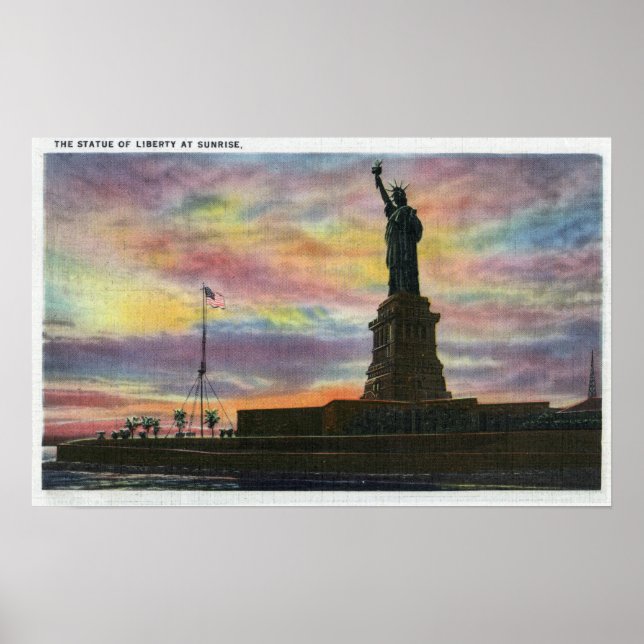 NYC, New YorkSunrise View of Statue of Liberty Poster (Front)