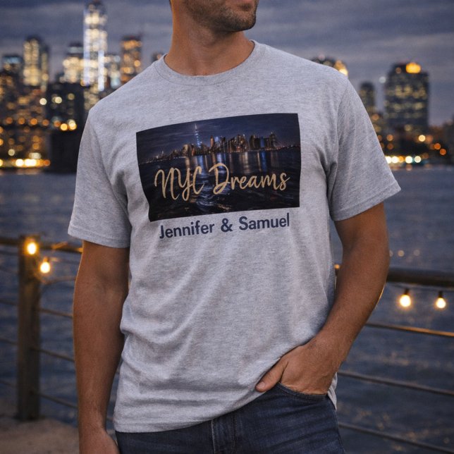 NYC night lights, romance, and skyline dreams T-Shirt (Creator Uploaded)