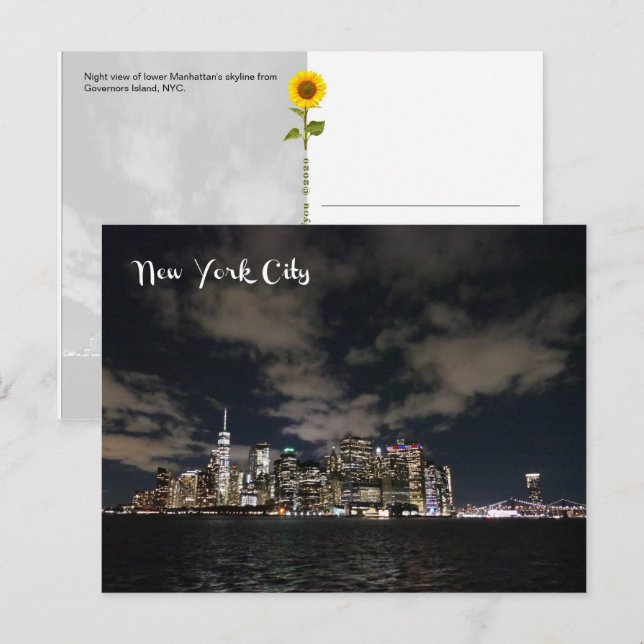 NYC Night Skyline - H postcard (Front/Back)