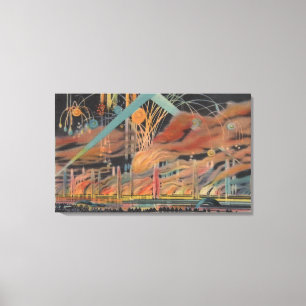 NYC, NY - Fireworks at Lagoon of Nations Worlds Canvas Print