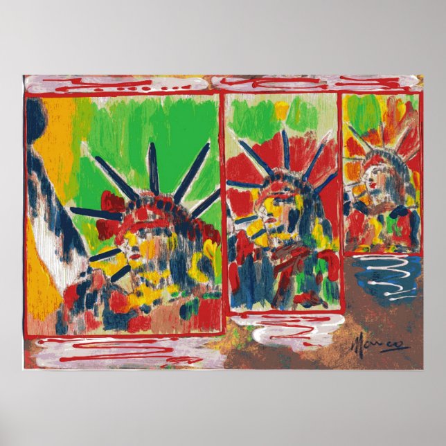 NYC Peter Max style 3 liberties 9-11signed Poster (Front)