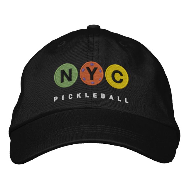NYC Pickleball EMBROIDERED dark cap v2  (Front)