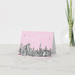 NYC pink hearts Card