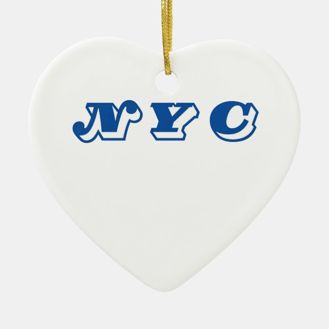 NYC Printed Ceramic Heart Ornament (Front)
