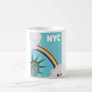 NYC Rainbow vintage style travel poster Coffee Mug