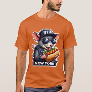 NYC RAT EATING A HOT DOG 9 T-Shirt