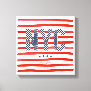 NYC   Red, White & Blue Design Canvas Print