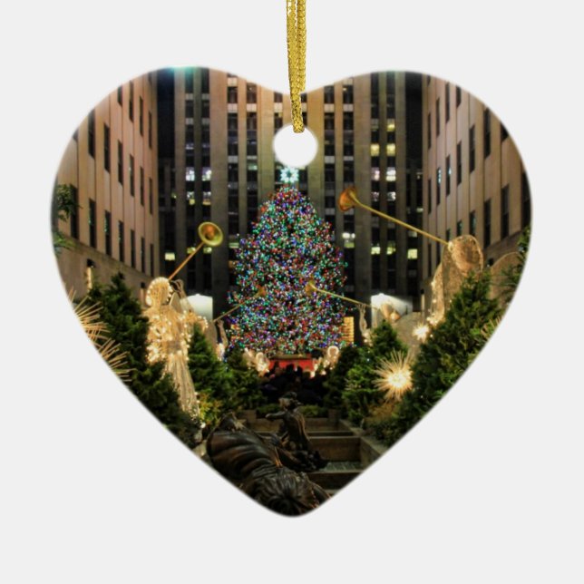 NYC Rockefeller Centre Christmas Tree, Angels H Ceramic Tree Decoration (Front)