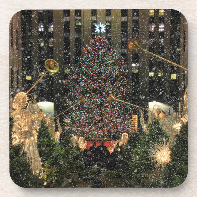 NYC Rockefeller Centre Xmas Tree Falling Snow Coaster (Front)