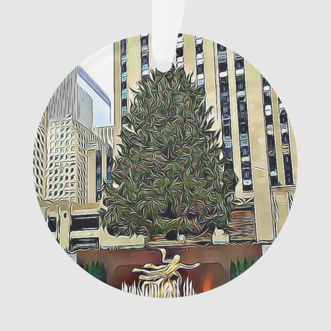 NYC Rockefeller Tree Skating Rink Christmas Ornament (Front)