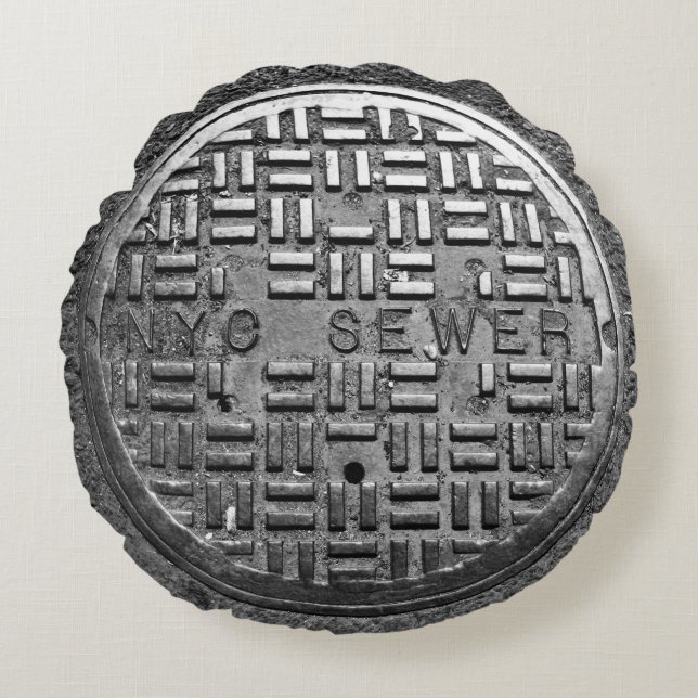 NYC Sewer Cover Round Cushion (Front)