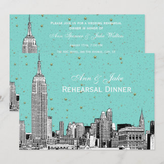 NYC Skyline 01 Etchd DIY BG Colour Rehearsal Dinne Invitation