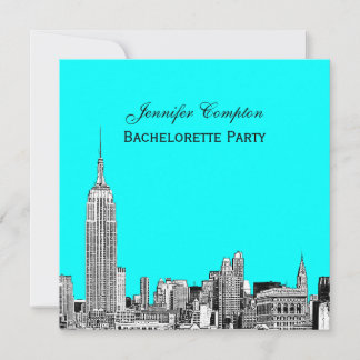 NYC Skyline 01 Etchd DIY BG Colour SQ Bachelorette Invitation