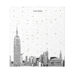NYC Skyline 01 Etchd DIY BG Colour Starry Notepad