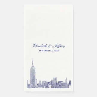 NYC Skyline 01 Etchd DIY BG Colour Wedding Blue Napkin