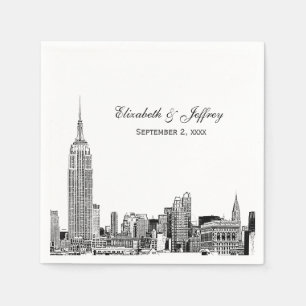 NYC Skyline 01 Etchd DIY BG Colour Wedding Napkin
