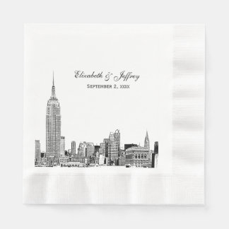 NYC Skyline 01 Etchd DIY BG Colour Wedding Napkin