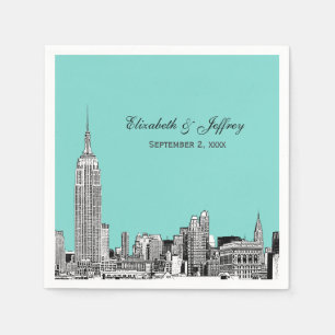 NYC Skyline 01 Etchd DIY BG Colour Wedding Napkin