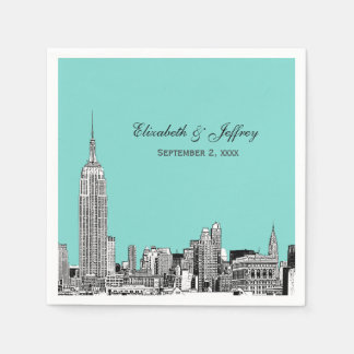NYC Skyline 01 Etchd DIY BG Colour Wedding Napkin