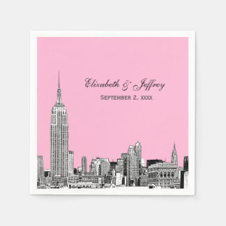 NYC Skyline 01 Etchd DIY BG Colour Wedding Napkin