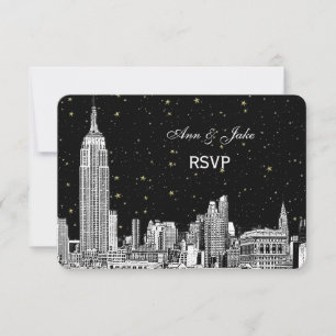 NYC Skyline 01 Etchd Starry DIY BG Colour RSVP #2 Card