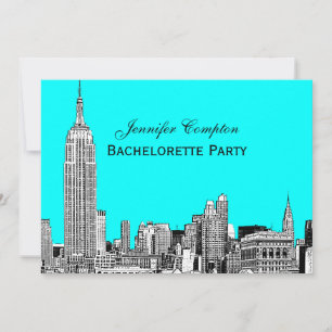 NYC Skyline 01 Etched DIY BG Colour Bachelorette Invitation