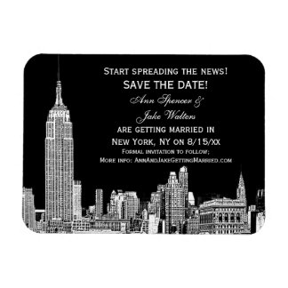 NYC Skyline 01 Etched DIY BG Colour Save the Date Magnet