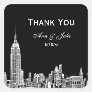 NYC Skyline 01 Etched DIY BG Favour Tag Thank You