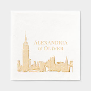 NYC Skyline 01 Etched Look Wedding New York City Foil Napkins