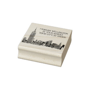 NYC Skyline 01 Etched Rubber Stamp