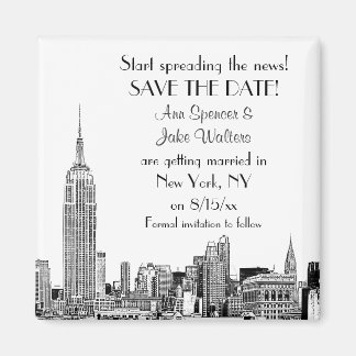 NYC Skyline 01 Etched Save the Date Magnet
