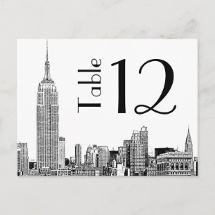 NYC Skyline 01 Etched Table Number Card