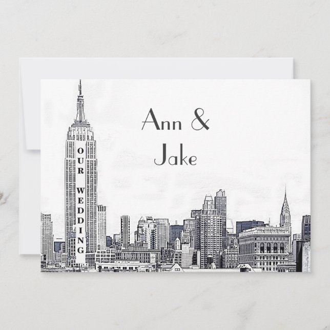 NYC Skyline 01 Etched Wedding Invite (Front)