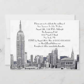NYC Skyline 01 Etched Wedding Invite 2
