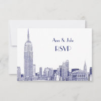 NYC Skyline 01 Etched White RSVP #2 Blue