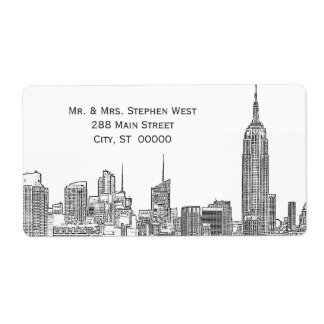 NYC Skyline 01A Etched Address Label