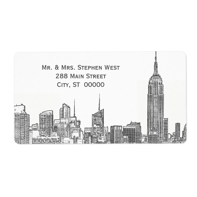 NYC Skyline 01A Etched Address Label (Front)
