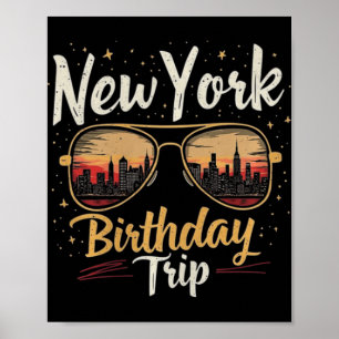 Nyc Skyline Birthday New York Trip Celebration Des Poster