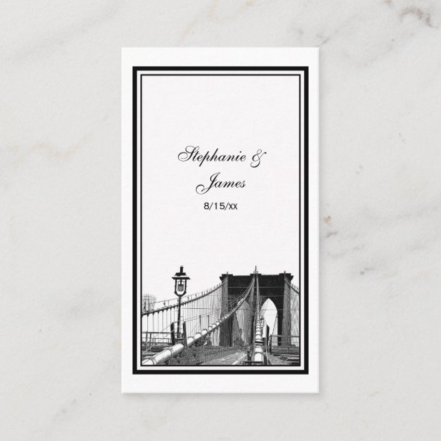 NYC Skyline Bklyn Bridge #2 Etched Escort Cards (Front)