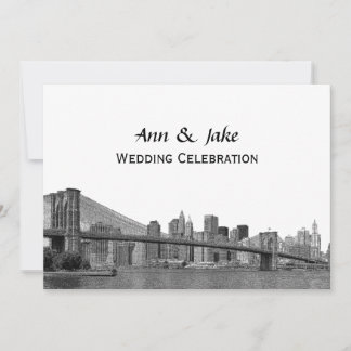 NYC Skyline Bklyn Bridge Etched #2H Wedding Invitation