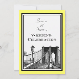 NYC Skyline Brooklyn Bridge #1 Etched Wedding Invitation