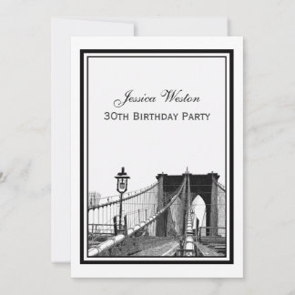NYC Skyline Brooklyn Bridge #2 Birthday Party Invitation
