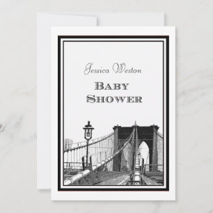 NYC Skyline Brooklyn Bridge #2 DIY Baby Shower Invitation