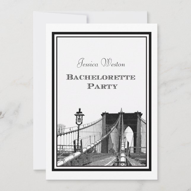 NYC Skyline Brooklyn Bridge #2 DIY Bachelorette Invitation (Front)