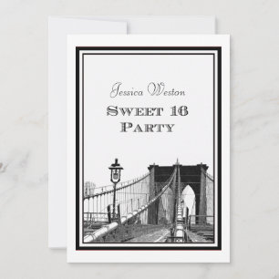 NYC Skyline Brooklyn Bridge #2 DIY Sweet 16 Invitation