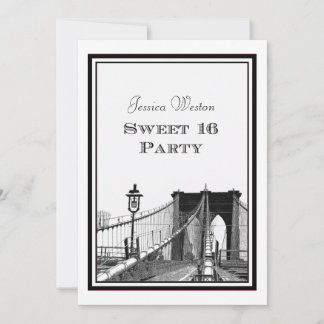 NYC Skyline Brooklyn Bridge #2 DIY Sweet 16 Invitation