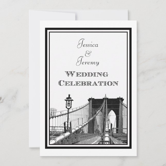 NYC Skyline Brooklyn Bridge #2 DIY Wedding Invitation (Front)