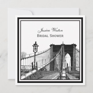 NYC Skyline Brooklyn Bridge #2 SQ Bridal Shower Invitation